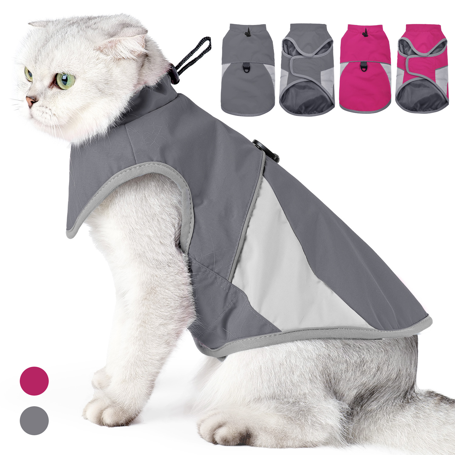 Outdoor Adventure Windbreaker - Coupe-vent réfléchissant pour chat, imperméable en