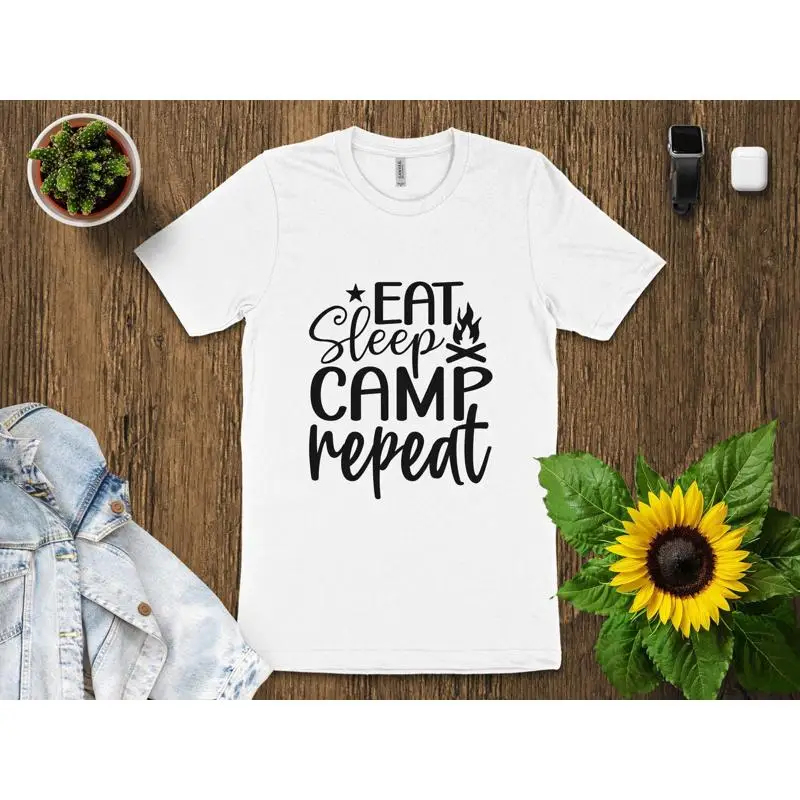 T-shirt Eat Sleep Camp Repeat  - Outdoor Adventure Enthusiast avis et prix